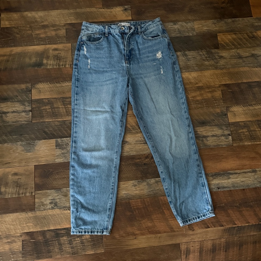 Zara Light Blue Denim Pants straight leg